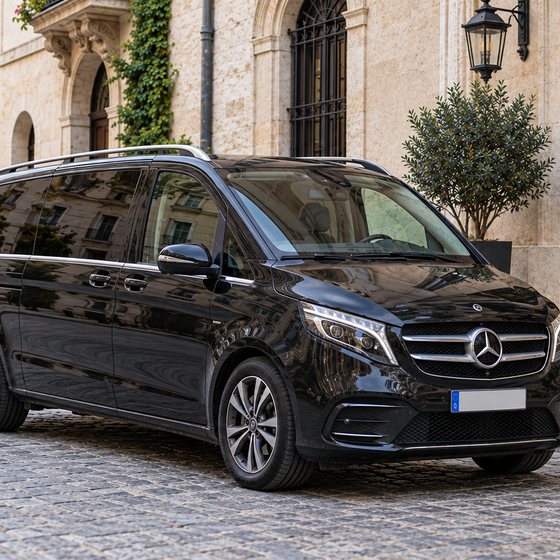 Van con autista davanti a un palazzo